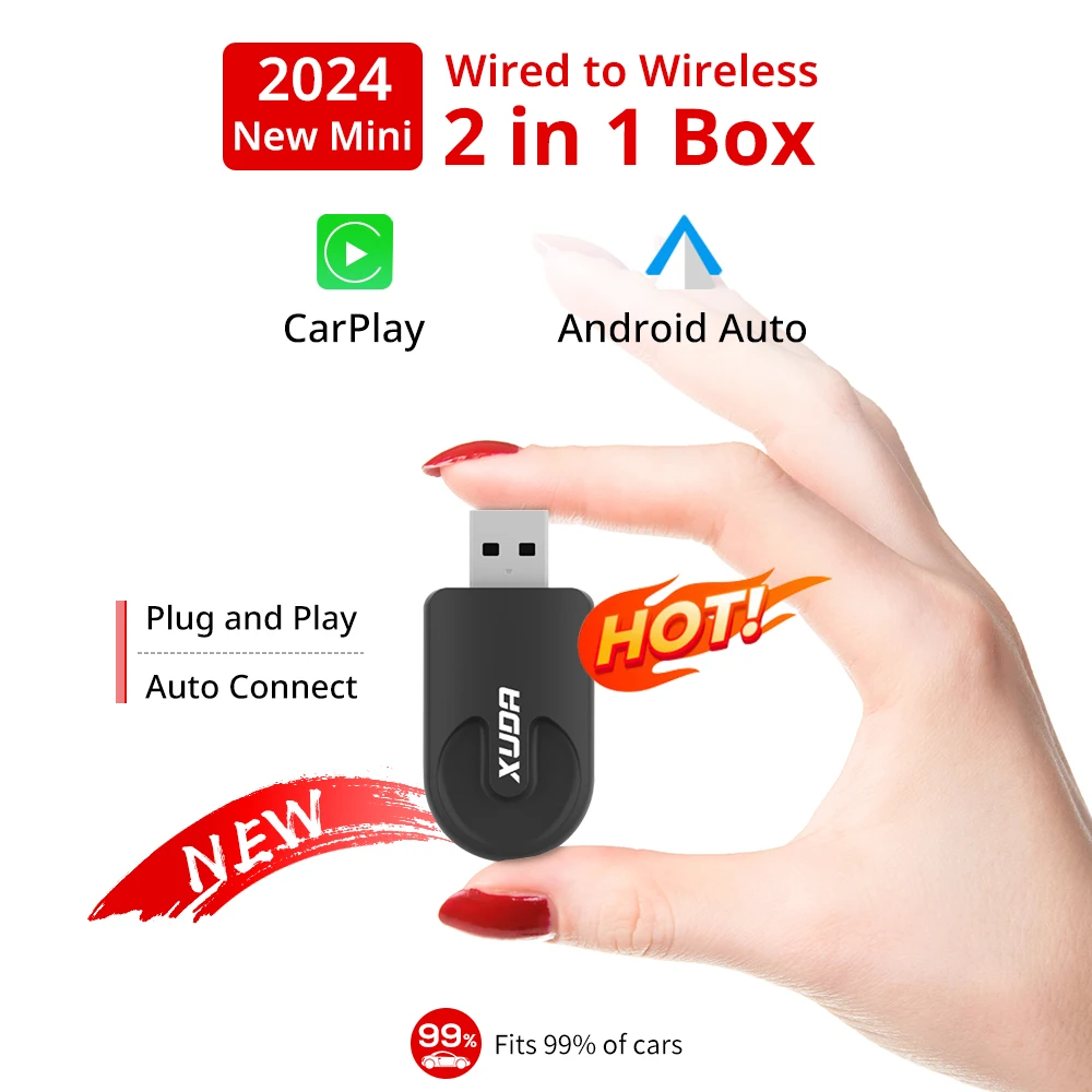 XUDA Smart Carplay AI Box  Wired to Wireless Mini Car Play USB Dongle With USB Plug and Play Support OTA Upgrade Low latency