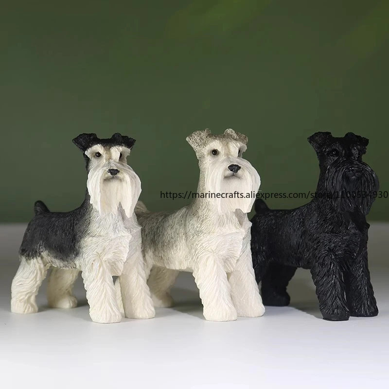 

Miniature Schnauzer Dog Model Realistic Car Dashboard Decor Handcrafted Resin Figurine Collectible Gift for Dog Lovers
