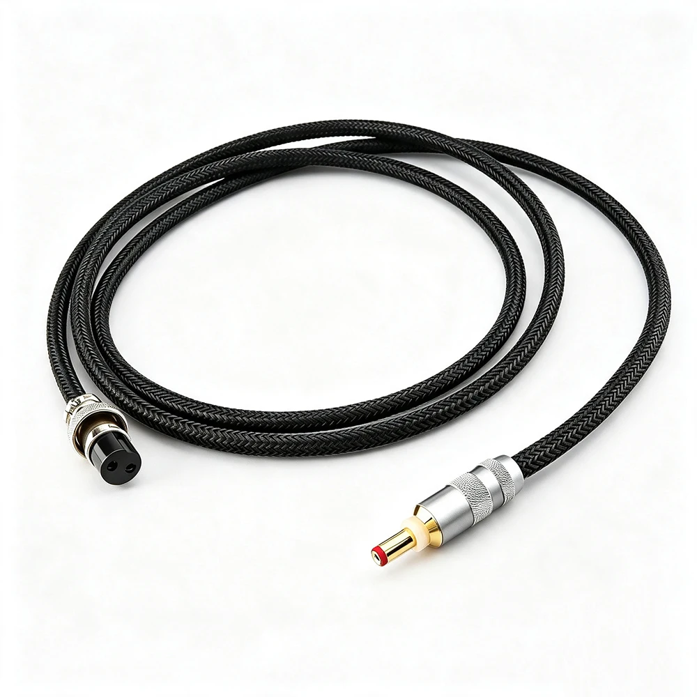 High-end 4N 99.998% Pure Silver GX16-2 Pin to 5.5*2.1mm /2.5mm DC Cable Phono amplifier cable AC/DC Linear power supply cable