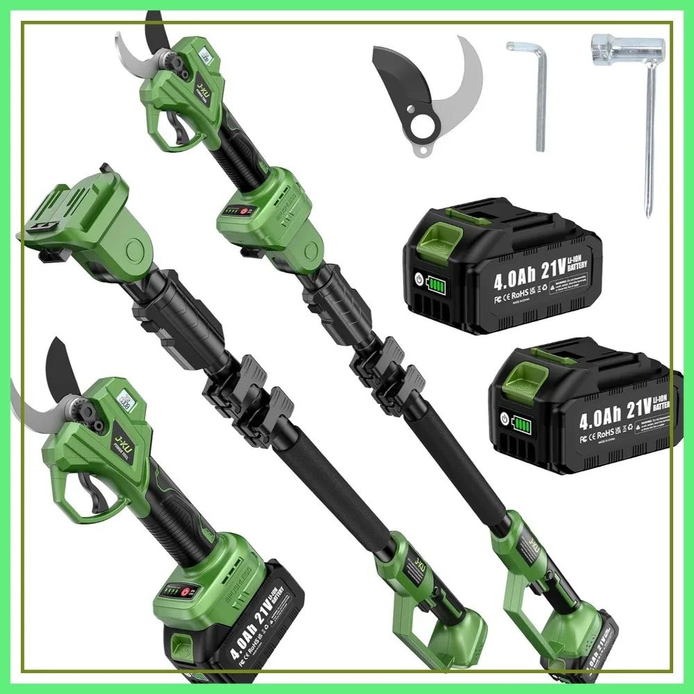 

2-in-1 Cordless Electric Pruning Shears & Pole Tree Trimmer, 21V 2×4000mAh Battery, 1.4" Cut, Brushless