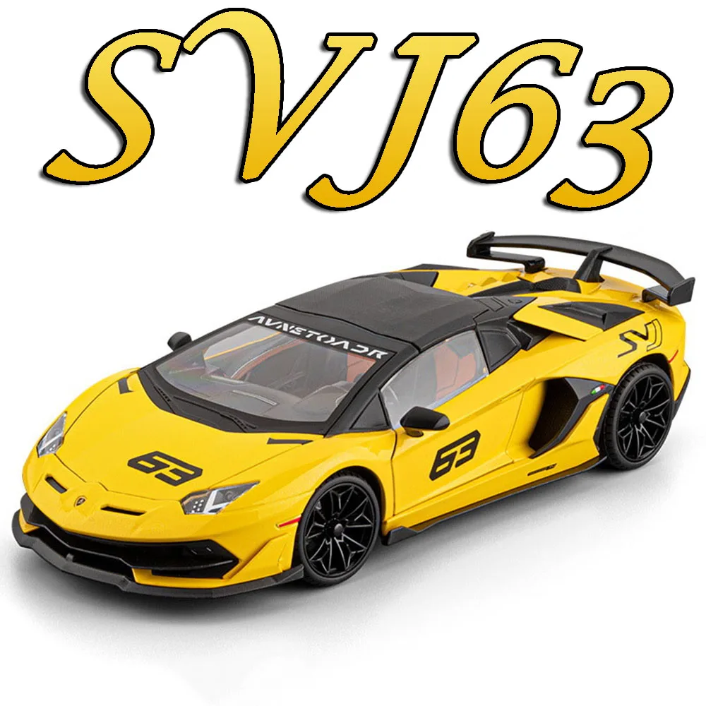 

1:18 миниатюрный суперкар SVJ63 LP770 игрушечные модели из сплава литой под давлением амортизирующие двери открытый звук свет орнамент офисного стола
