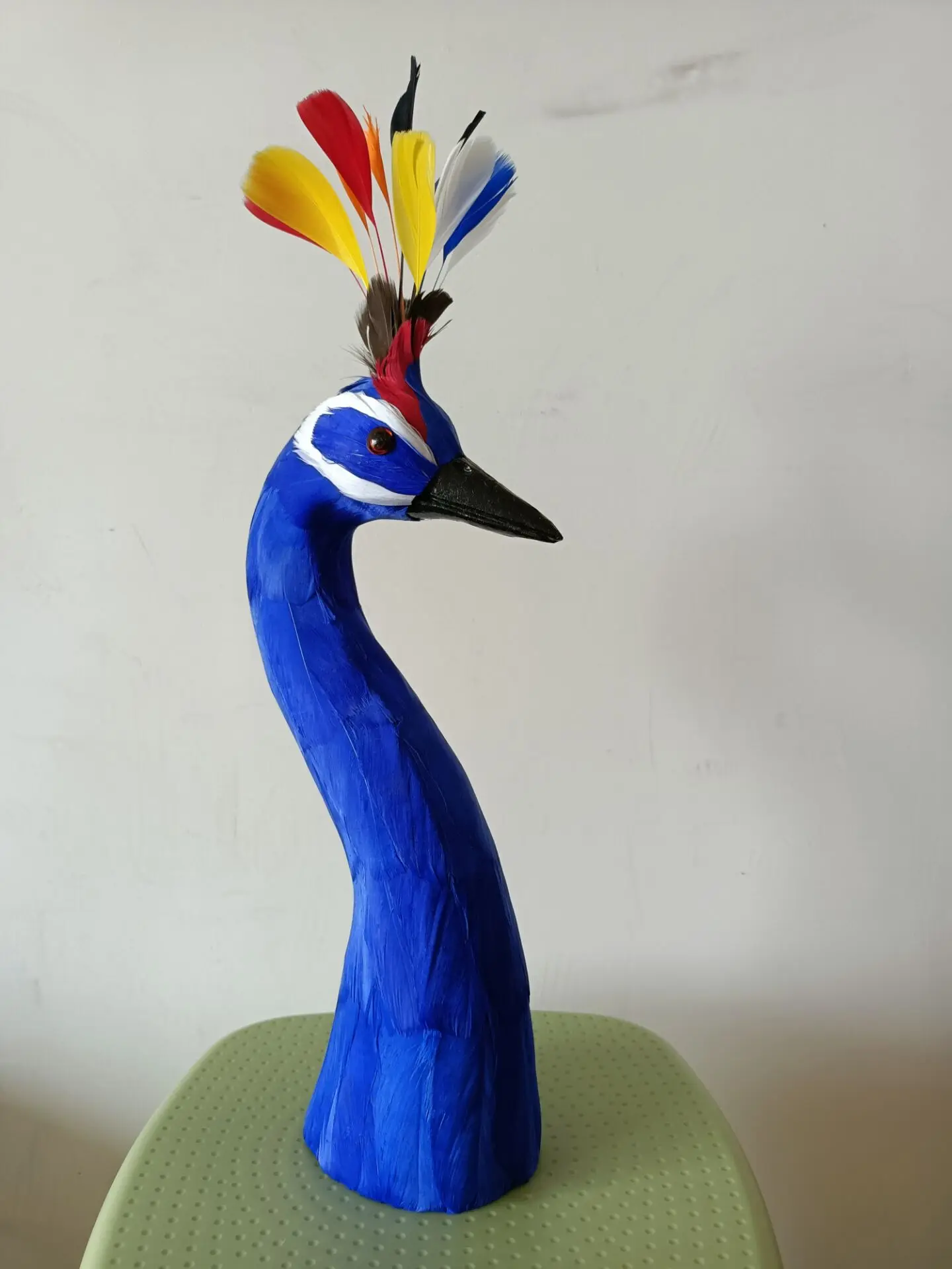 

blue simulation foam and feathers peacock head model garden home decoration about 33cm a2780