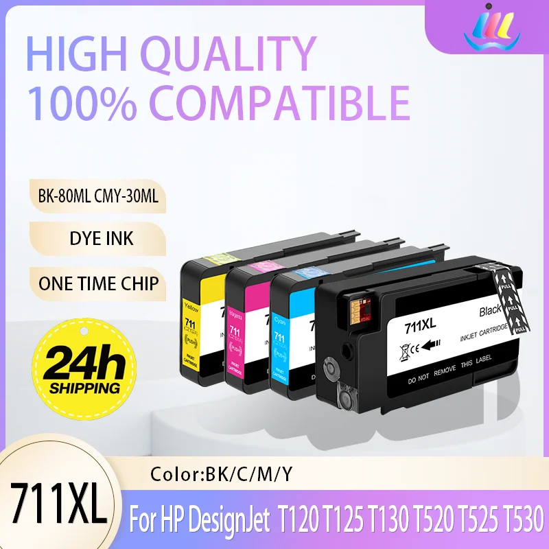 

711XL 711 Ink Cartridge Compatible Full With Ink For HP711 HP Designjet T120 T125 T130 T520 T525 T530 Printer