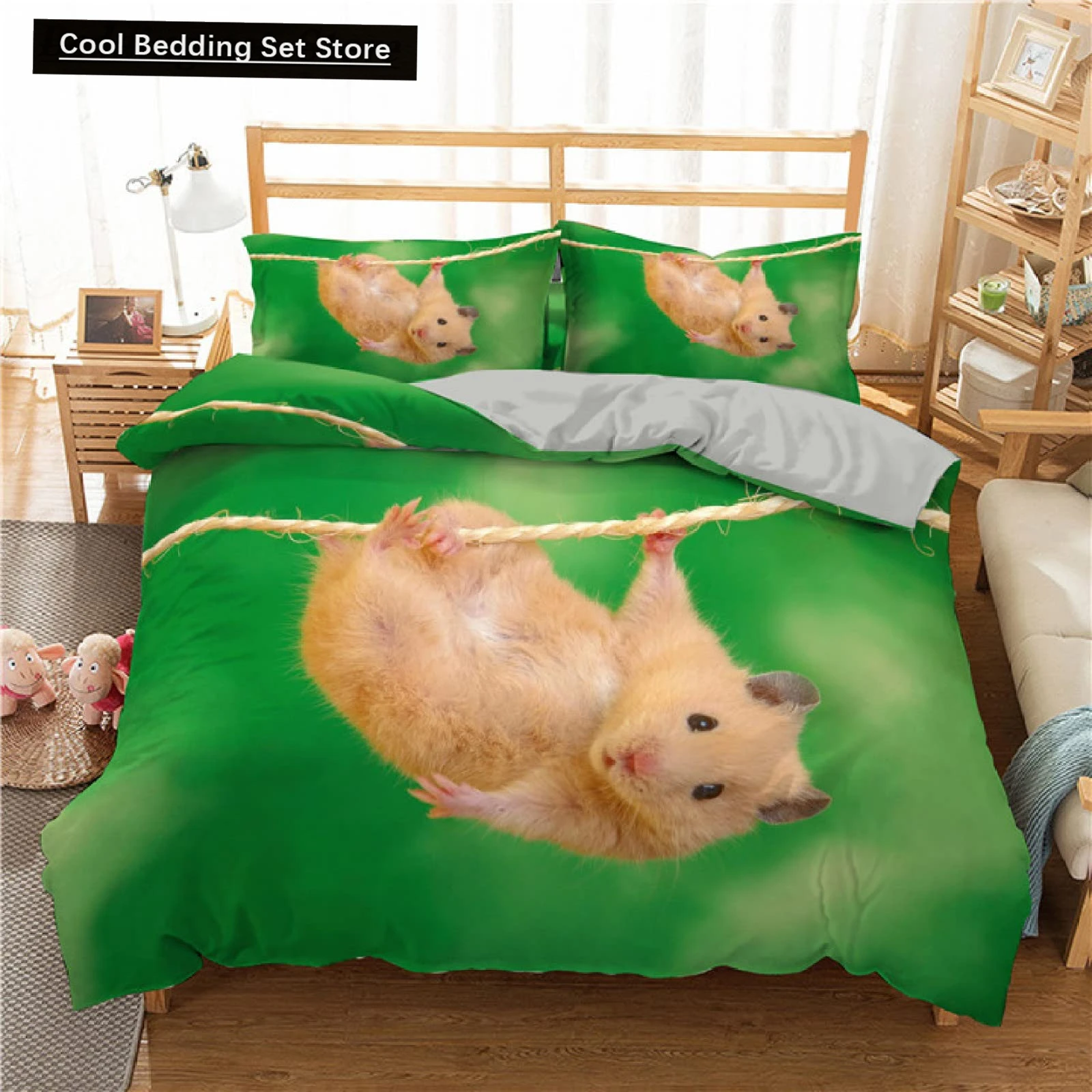 Hamster Duvet Cover King Queen Size Family Pet Guinea Pig Bedding Set for Kids Boys Girls Lovely Mini Animal 2/3pcs Quilt Cover