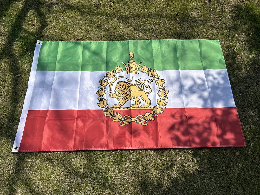 Iran Flag 90x150cm Lion Crown Banner Pendant Pahlavi Dynasty Lion Sun Flag Polyester Old Post Constitutional Revolution Flag