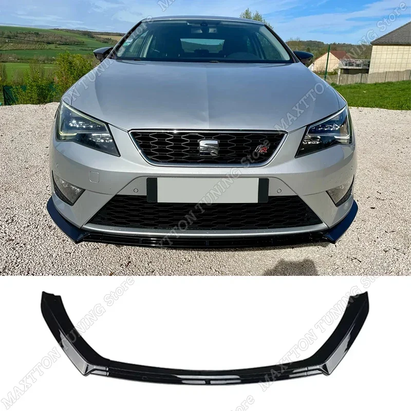 For Seat Leon 3 MK3 5F 2012-2016 Front Lower Bumper Lip Spoiler Splitter Diffuser Cover Guard Protector Tuning ABS Gloss Black