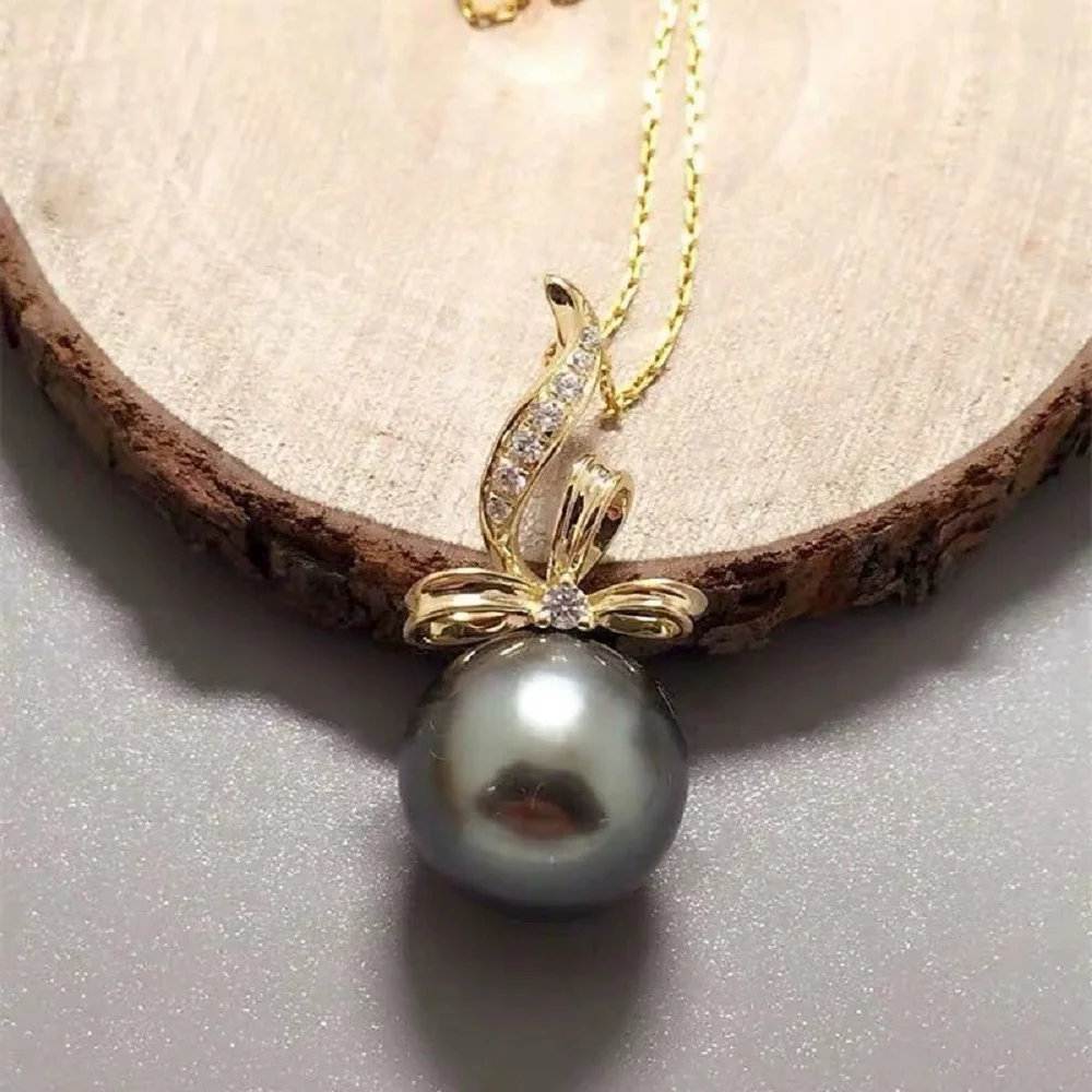 

Natural Pearl AAAA10-11mm South Sea Round Pearl Bow Pendant Necklace 18inch-925s