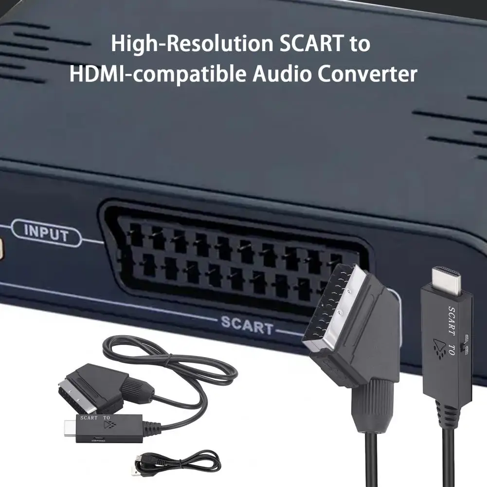 Converter Cable  Convenient Drive-free Wide Compatibility  Clear Image SCART to HDMI-compatible Converter Cable Home Supply