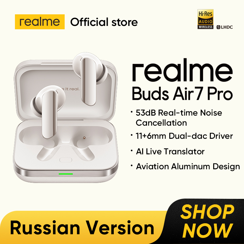 realme Buds Air 7 Pro TWS Earphone AI Live Translator 53dB Noise Cancellation 3D Spatial Effect 11+6mm Dual-dac Driver LHDC 5.0