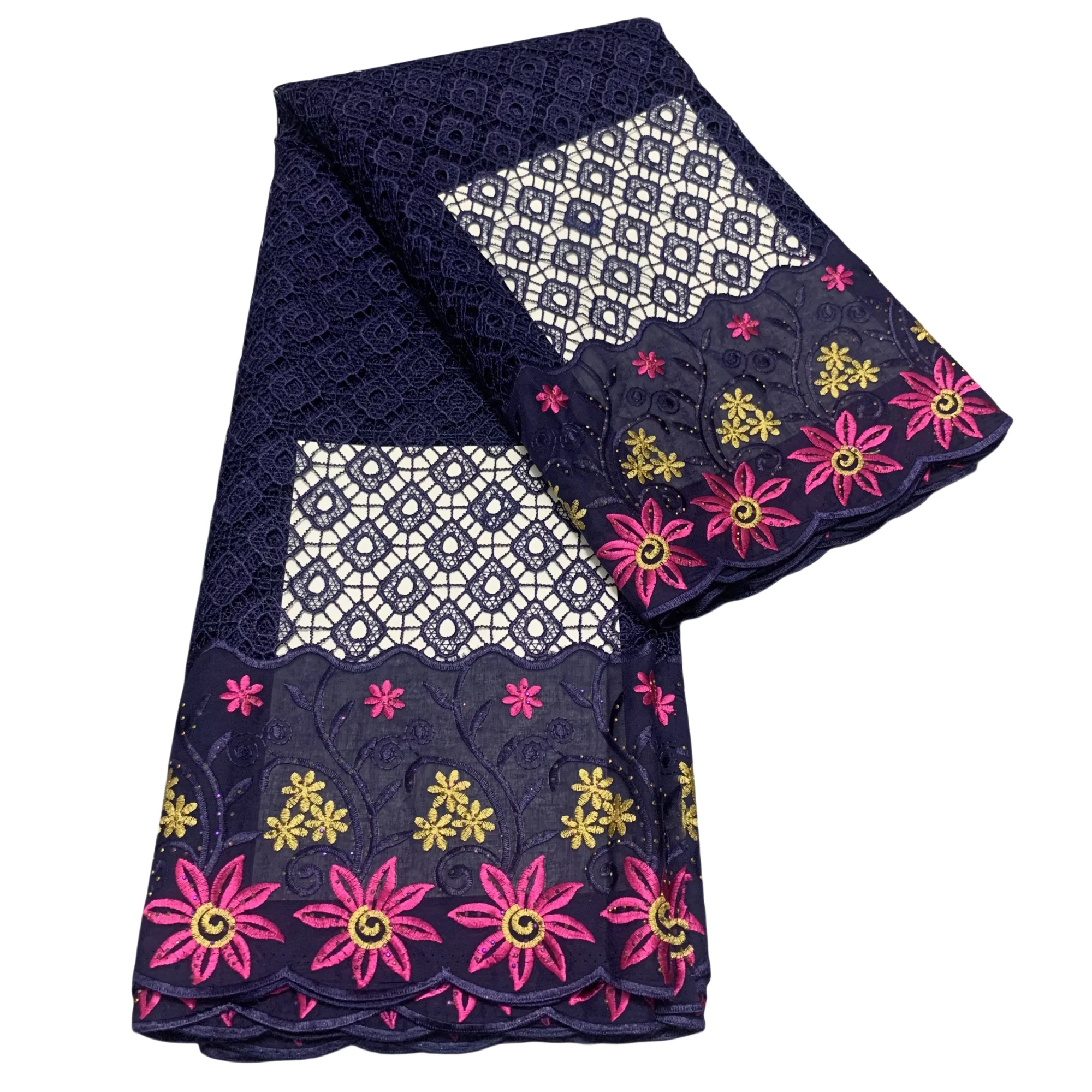 

Гипюровый шнур, кружевная ткань, высокое качество, 2021, африканская нигерийская вуаль, хлопковая водорастворимая кружевная ткань для шитья женских платьев