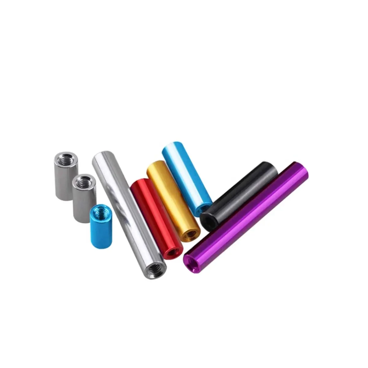 Colored Aluminum Column, Circular Hollow Anodized Through Hole, Long Nut, Double Inner Tooth Connecting Column M3