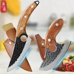 2PC Boning Knife and Mini Knife Sharp Kitchen Knife Stainless Steel Chef Knife Handmade Forged Knife Butcher Knife Wooden Handle