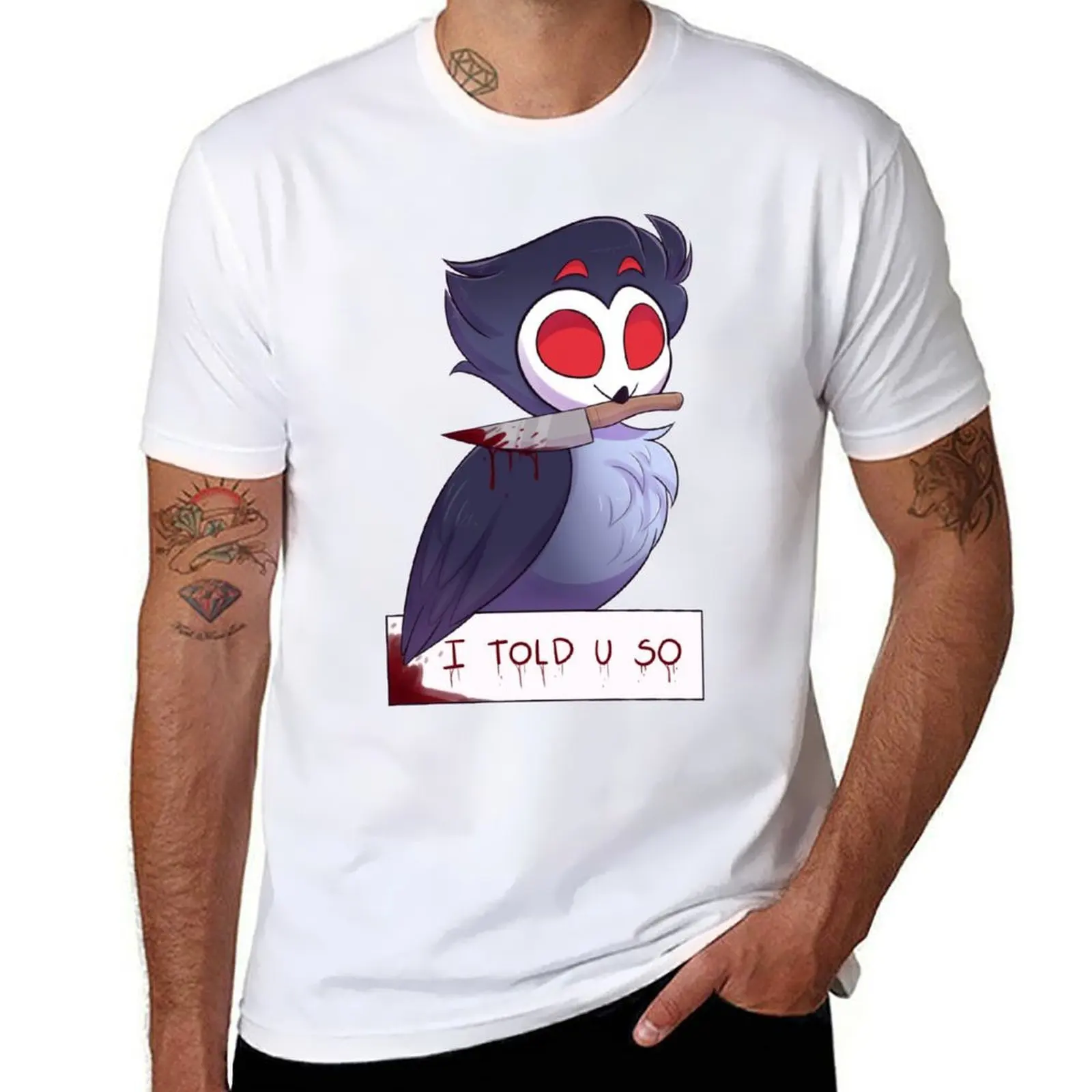 

Owl Stolas bloody warning T-Shirt t shirts for man pack cotton t shirt custom print T-Shirt