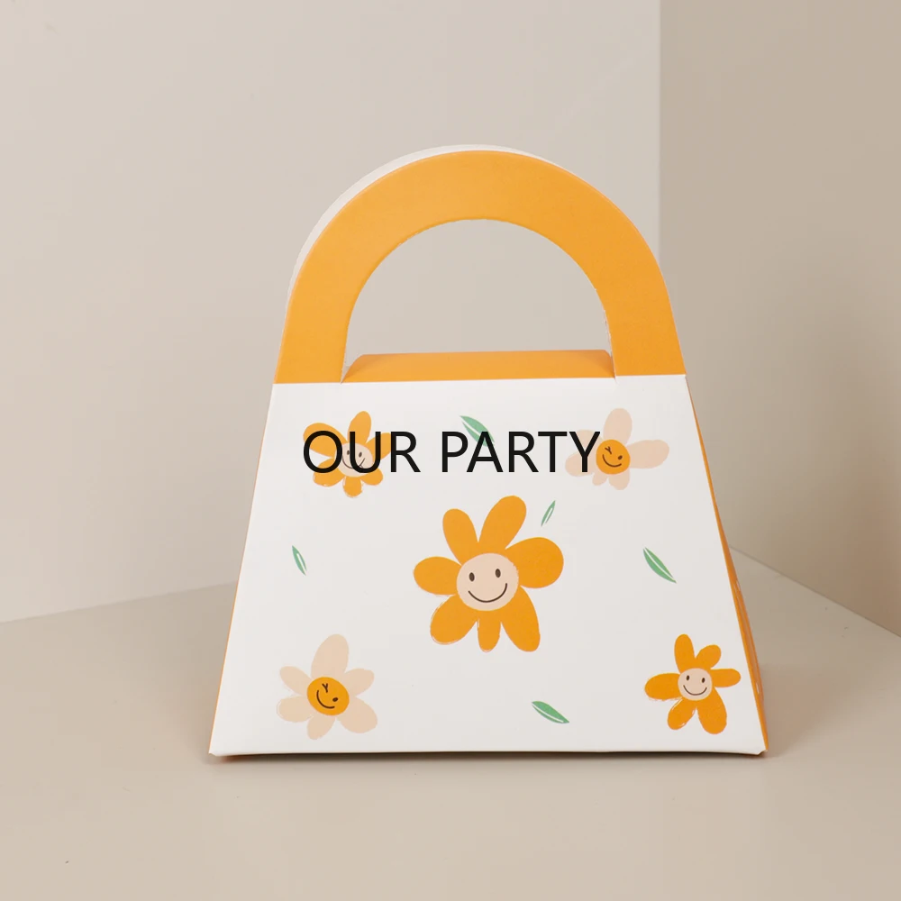 10Pcs Cute Daisy Theme Handbag Chocolates Candy Boxes Sunflower Gift Packing Box for Wedding Birthday Baby Shower Party Decor