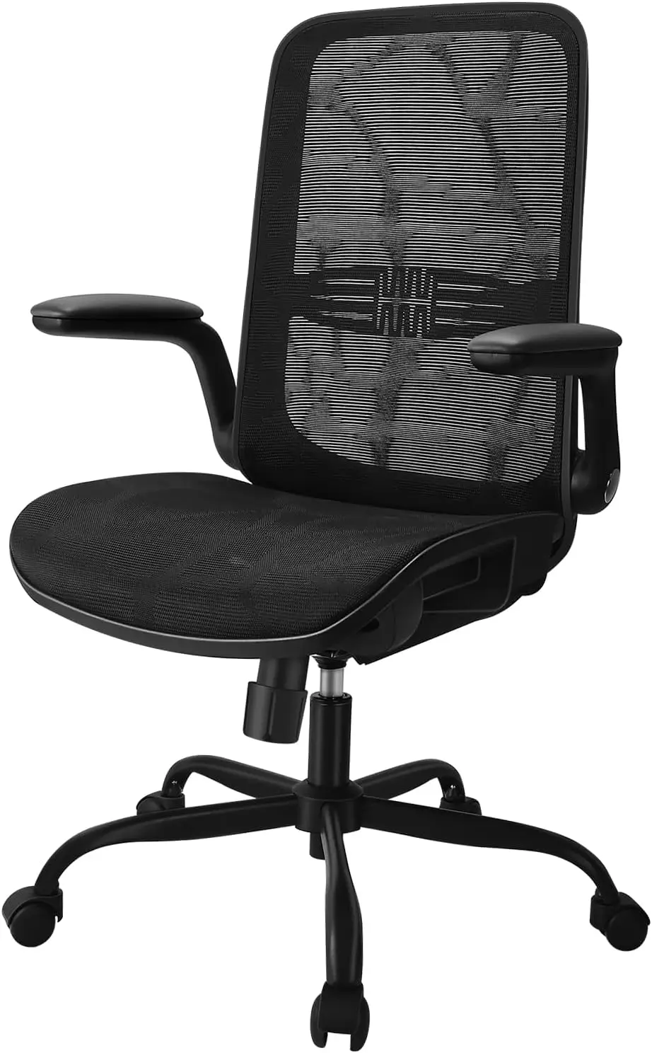 Mesh Back Adjustable Lumbar Support, Tilt Function，Flip-up Armrests, Swivel Home Office Chair