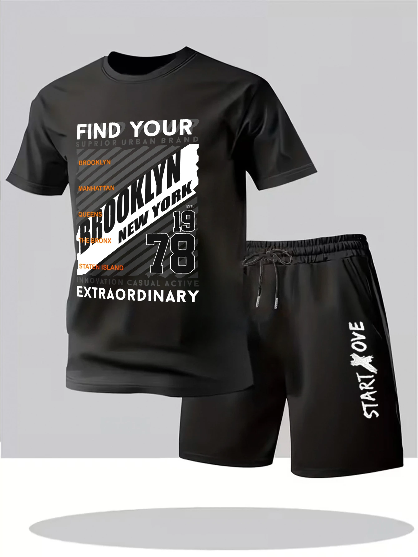 

Men's set 2025 summer outfits two piece thin Polyester sweatshirt set Printed Graphic sweat suit drip clothing sets for men