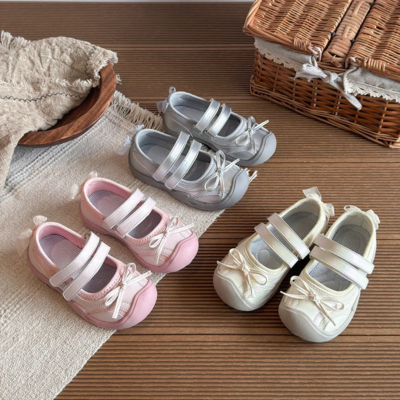 New Girls Mesh Mary Jane Bow Children's Sports Sandals Soft Sole School Student Loafer Flats Shoes
