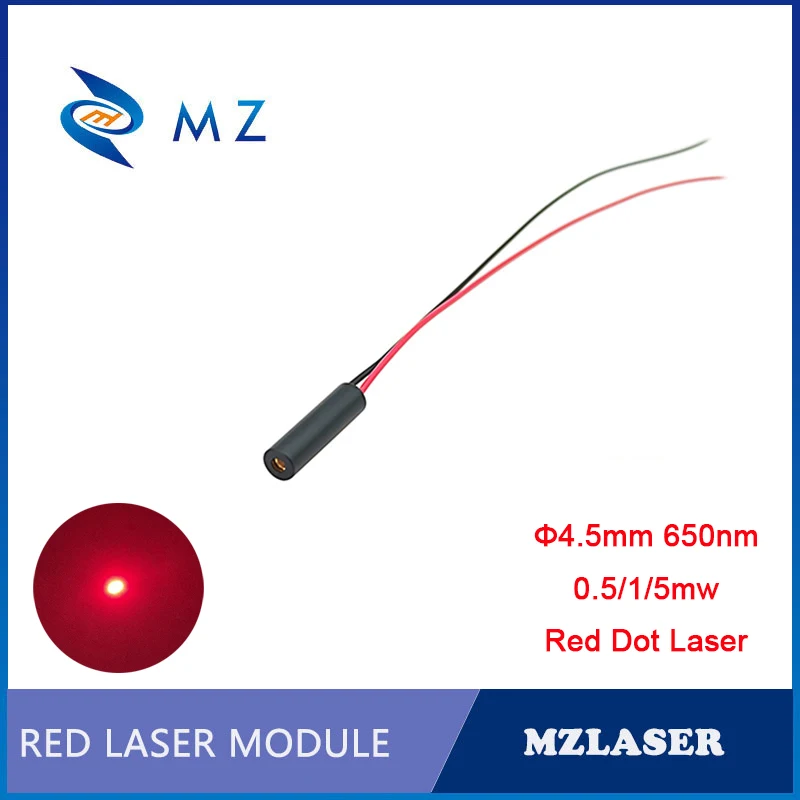 Laser Diode Module Red Dot 650nm 0.5/1/5mW Industrial Grade High Quality Mini D4.5mm Glass Lens Class II~IIIA