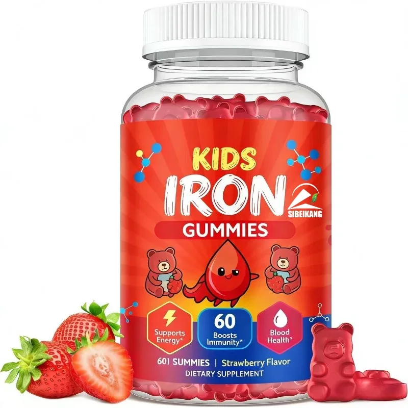 

Children's multivitamin gummies contain iron, calcium, folate, zinc, and prebiotics - used for energy support