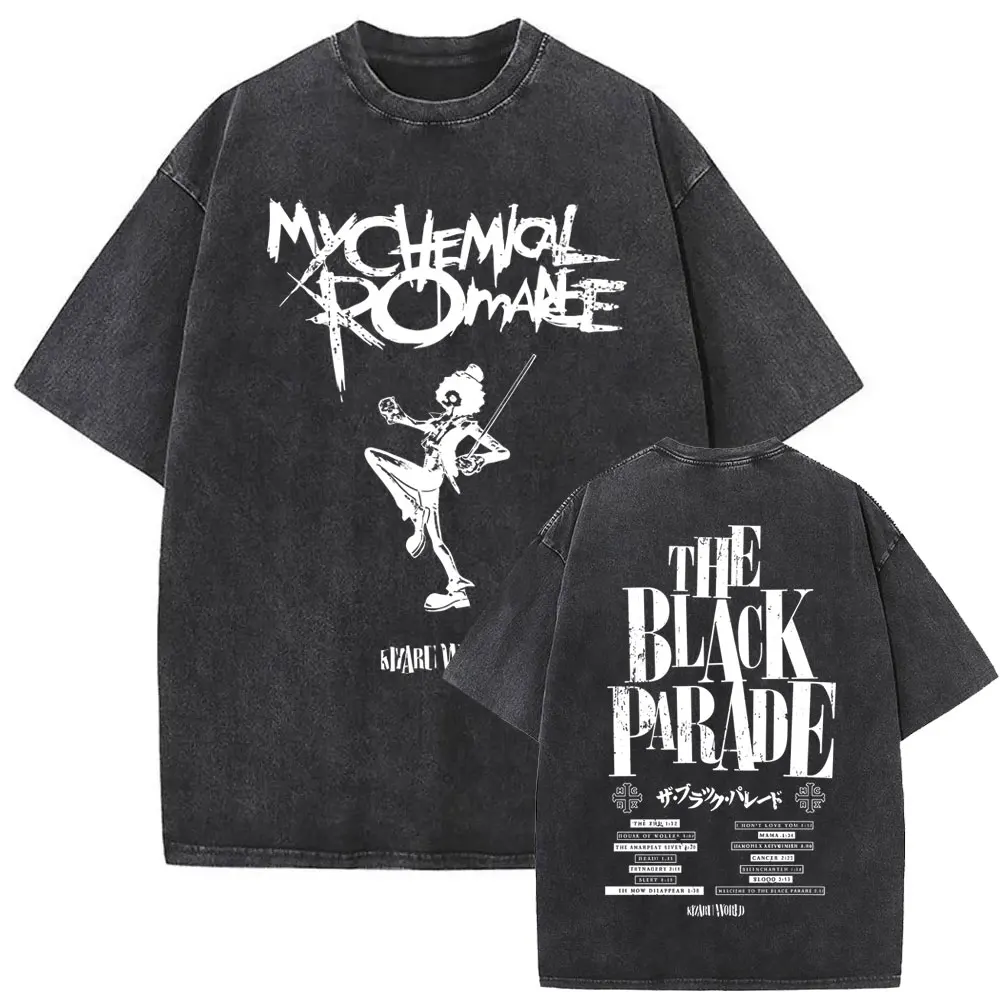 Washed Vintage Rock Band My Chemical Romance The Black Parade Tour 2025 T-shirt Men Women Fashion Punk Emo Oversized T Shirts
