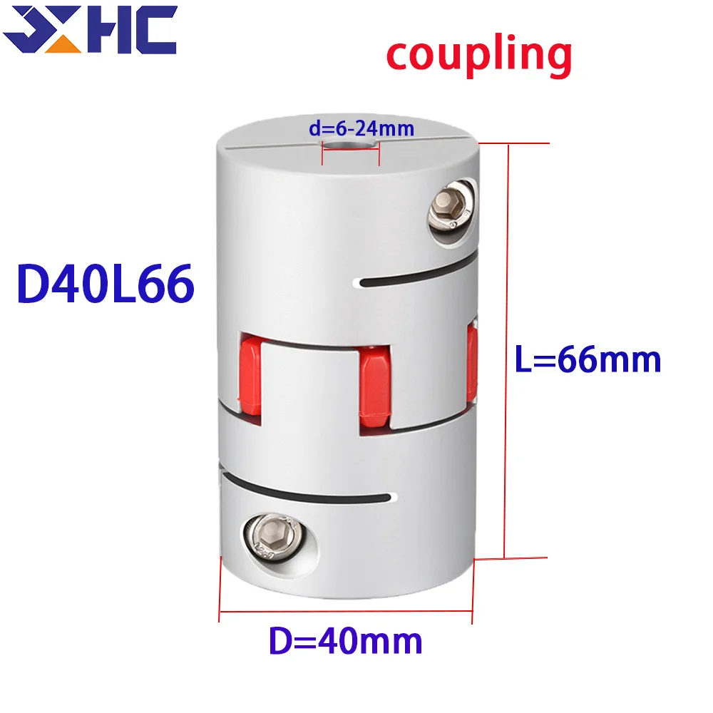 

1Pcs Flexible plum clamp coupler D40L66 Motor Coupling Motor Shaft Aluminium alloy Coupler 6/8/9//10/12/14/16/18/20/22mm D40L66