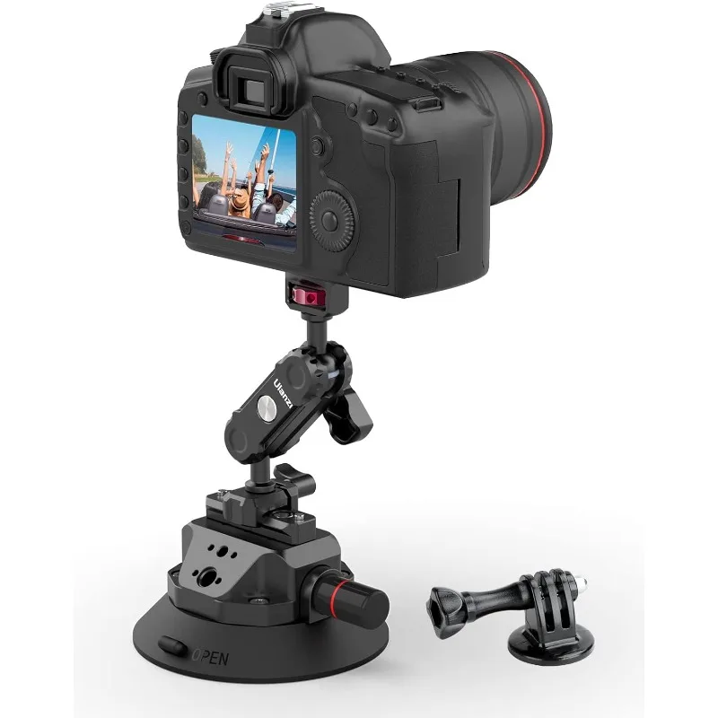 Camera Suction Cup Mount for Action Cameras - ULANZI SC-02 4.5in Pump-actived Vacuum Suction Mount w Quick Release NATO