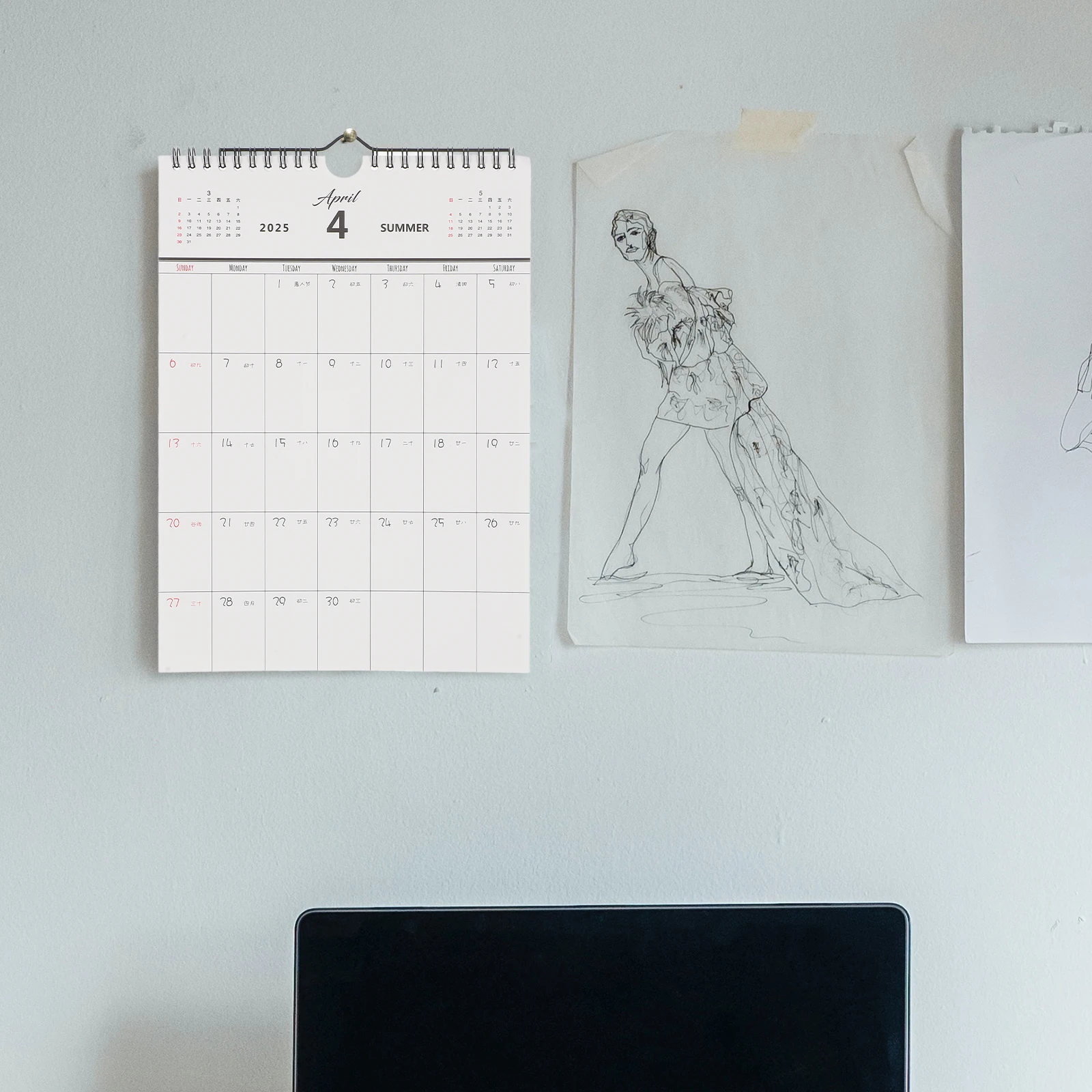 Wall Mounted Calendar 2025 Planner Office Sky Stickers Birthday Classroom Bulletin Board Paper Appointment Calendars Large