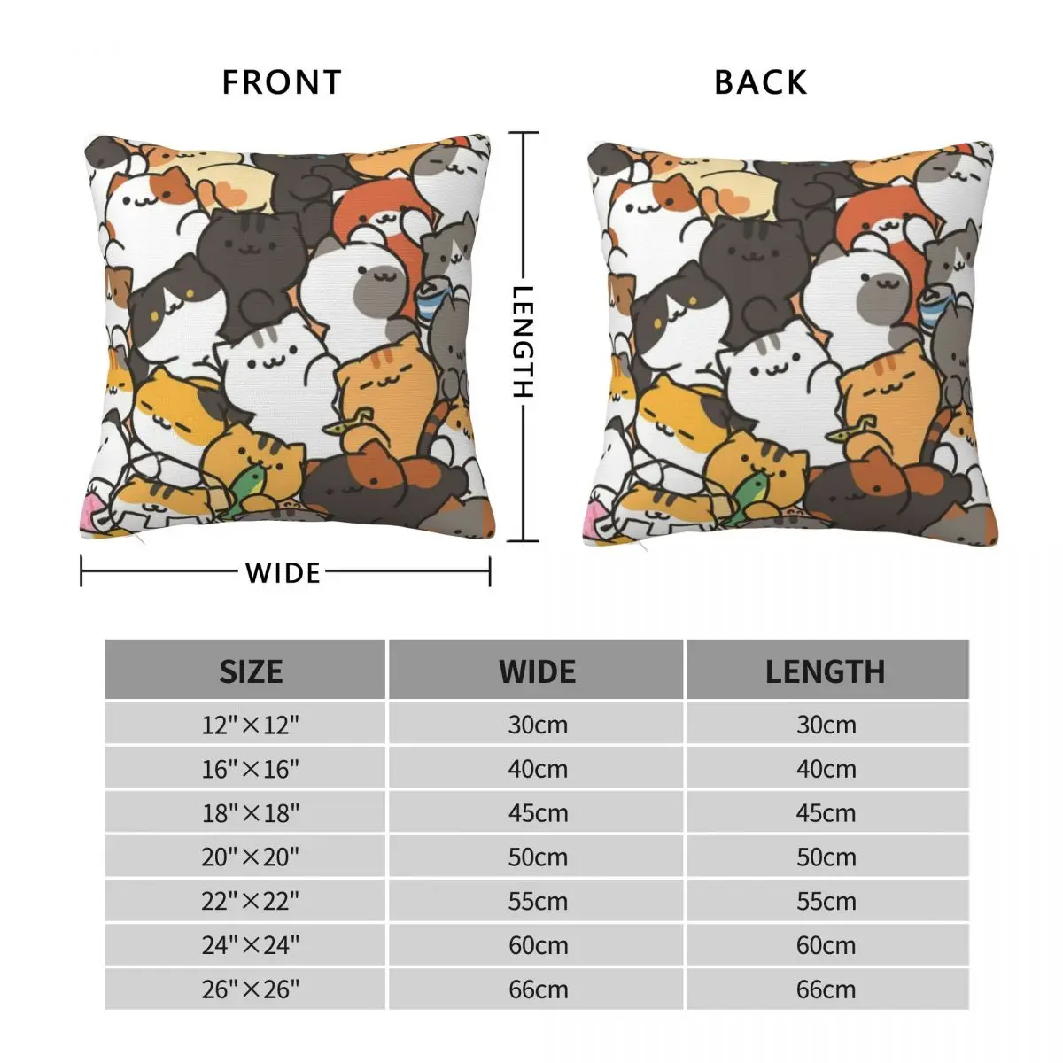 Neko Atsume Kitty Collector Square Pillowcase Polyester Linen Velvet Pattern Zip Decorative Pillow Case Bed Cushion Cover 18