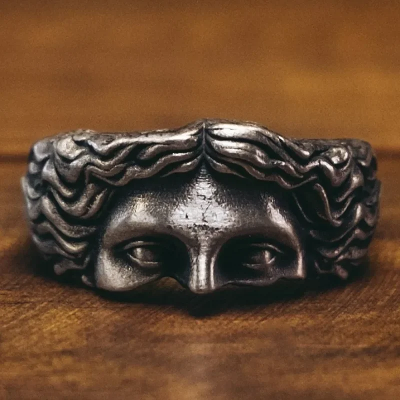 

New Vintage Brass Religious Belief Jesus Head Ring for Men Women 2023 Retro Pure Copper Finger Rings Bands Fashion Jewelry Gift