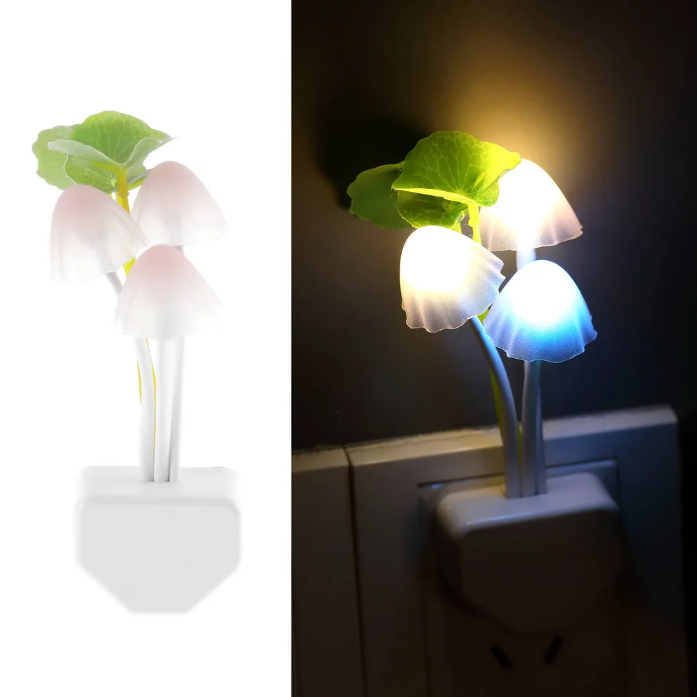 Mini LED 7 Color Light Sensor Mushroom Night Light Lamp Gift Home Illumination Light Lighting US Plug 220 V Night Light