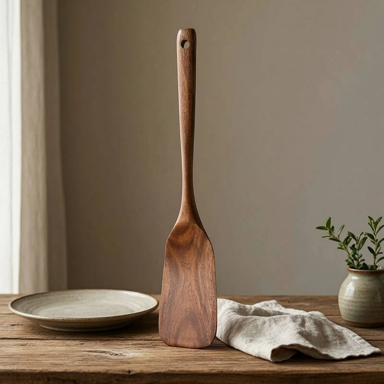 Wooden Spatula Smooth Cooking Spatula Wooden Turner Heat Resistant Kitchen Tool Polished for Home Cooks