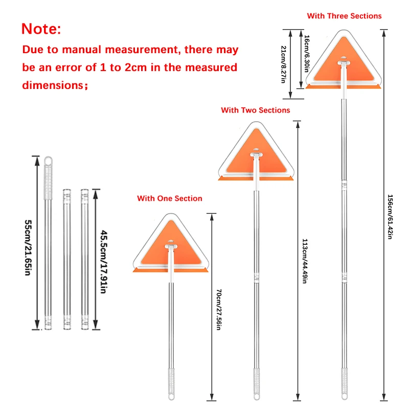 360° Rotatable Triangle Mop Silicone Scraper Broom Washing Glass Cleaning Squeegee Floor Wall Ceiling Flat Windows Wiper Brush