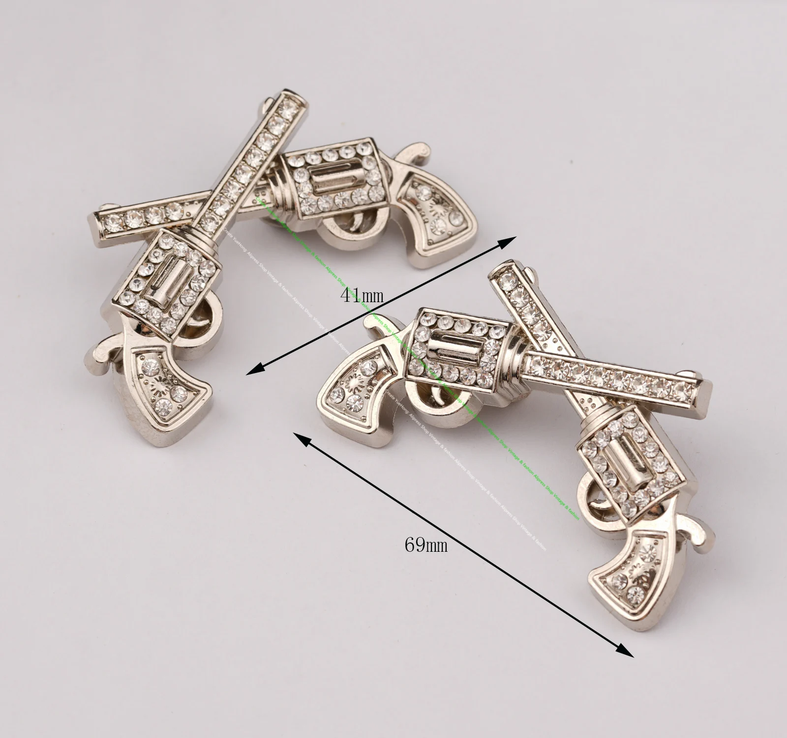 5X 69X38MM BIG Sliver Western Rhinestone Crystal Gun Cross Cowboy Saddles Conchos