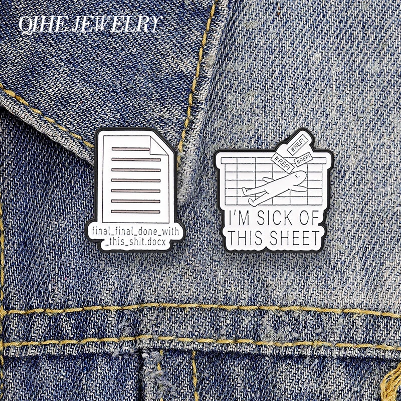 Office Humor Spreadsheet Enamel Pin Final Version Of Document & I'M Sick Of This Sheet Brooch Gift for Programmer Office Workers