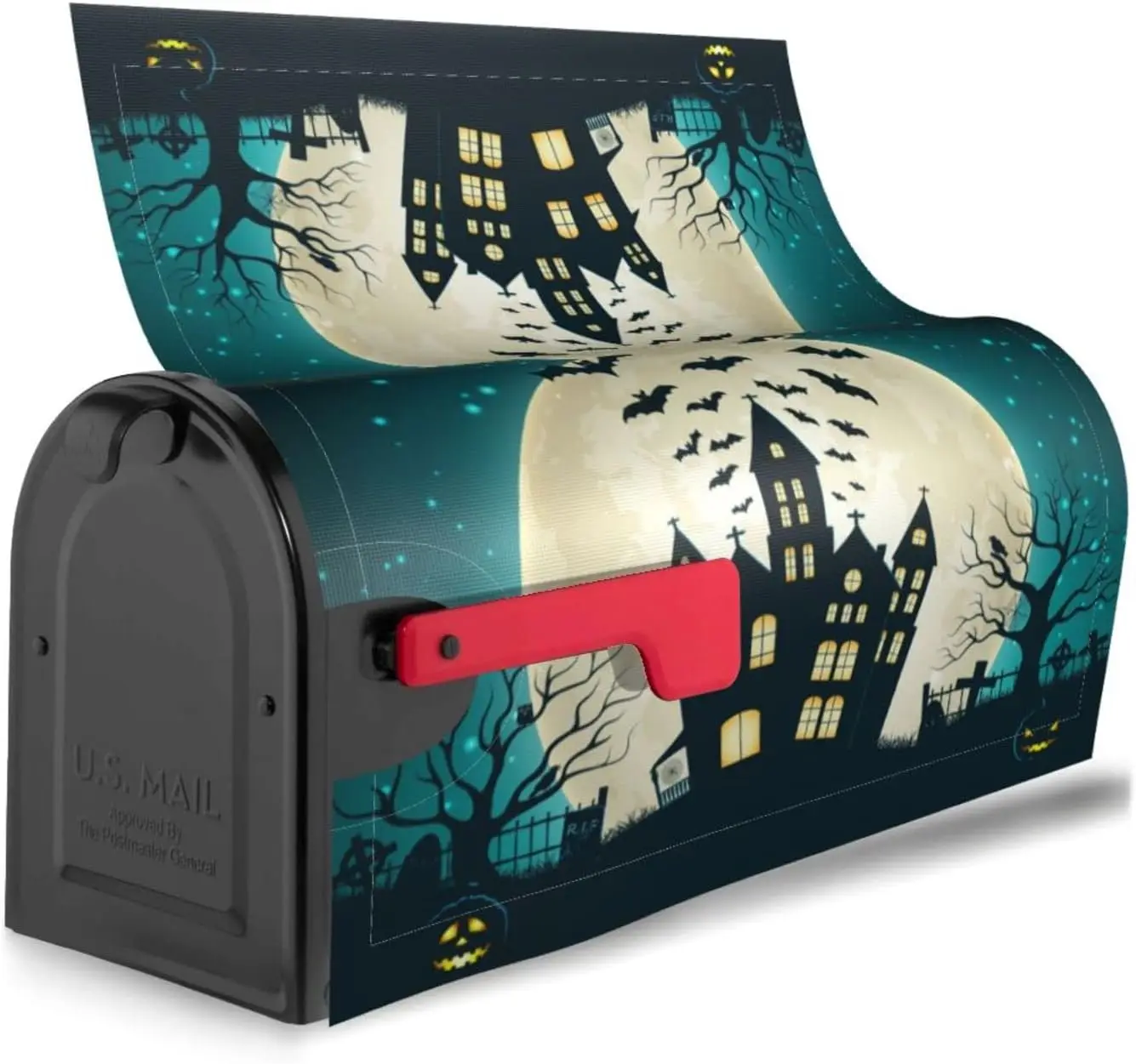 Halloween Background Mailbox Covers Magnetic Waterproof Mail Cover Letter Post Box Wraps for Home Garden Yard Decor 21x18 Inch