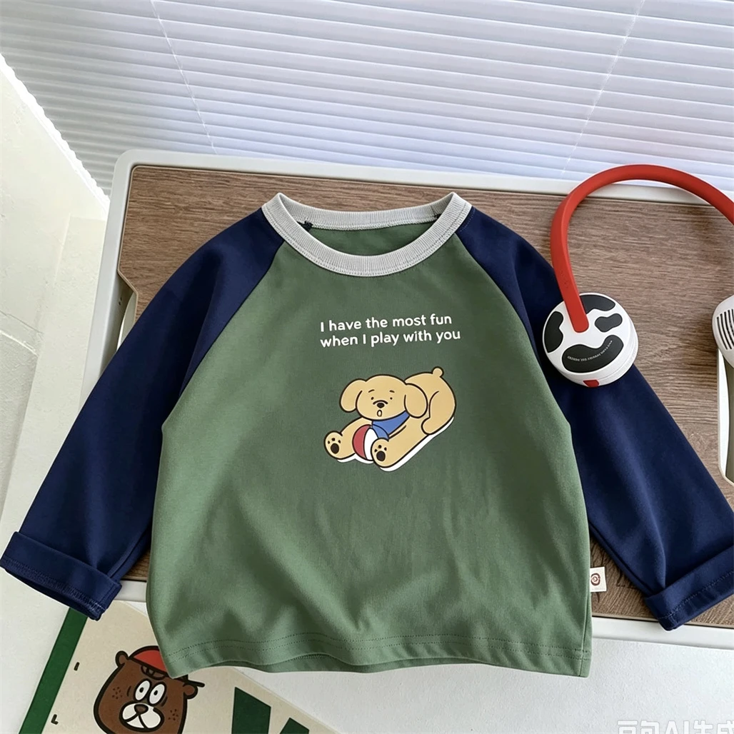 Children's Fashion Casual Clothes Spring Autumn Clothes Raglan TShirt Boys Girl Round Neck Bottoming Shirt Thin Cotton Soft Wear