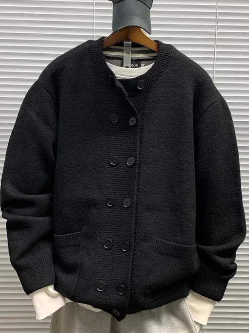 

Новый осенне-зимний мужской комфортный вязаный кардиган в стиле Old Money, универсальный однотонный свитер свободного кроя