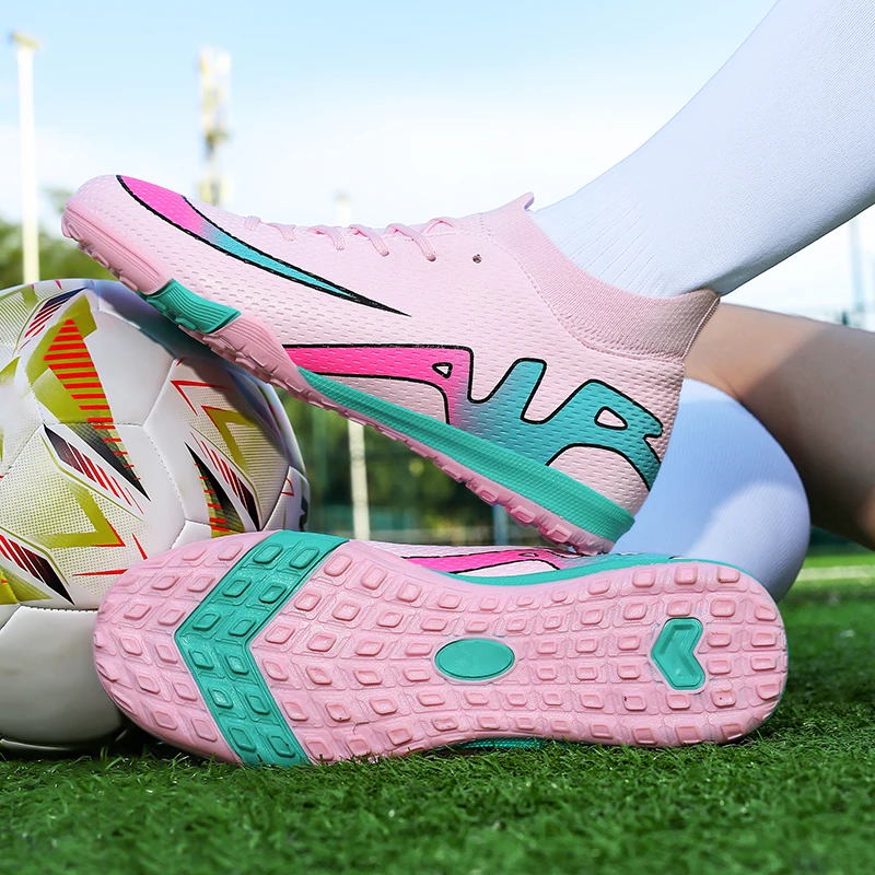 

Men Fast Soccer Shoes Society Cleat Comfortable TF/FG Football Field Boots Unisex Futsal Top Quality Ankle Match Football Shoes