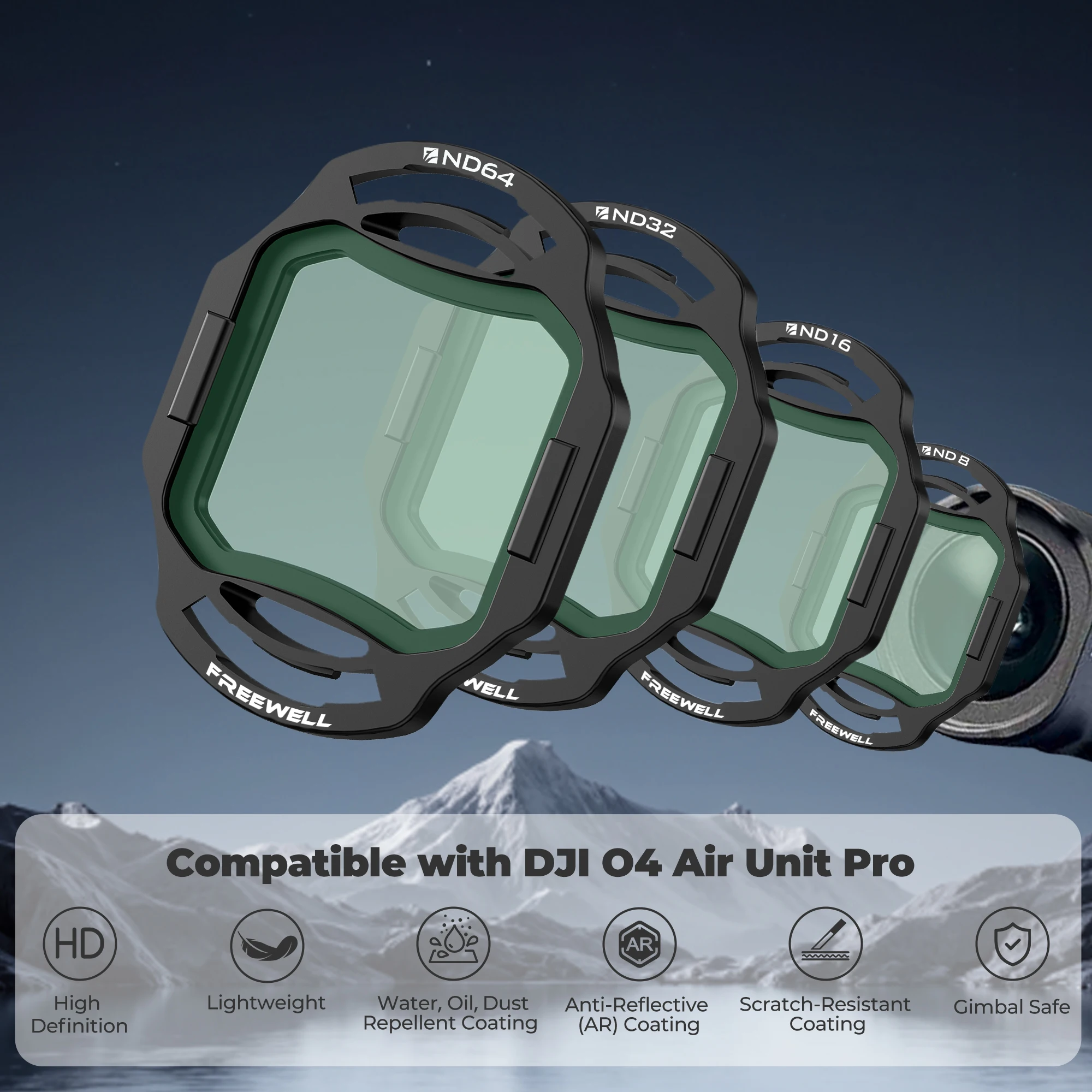 Freewell Kit de Filtro ND Incluye Filtro ND4, ND8, ND16 y ND32 (Paquete