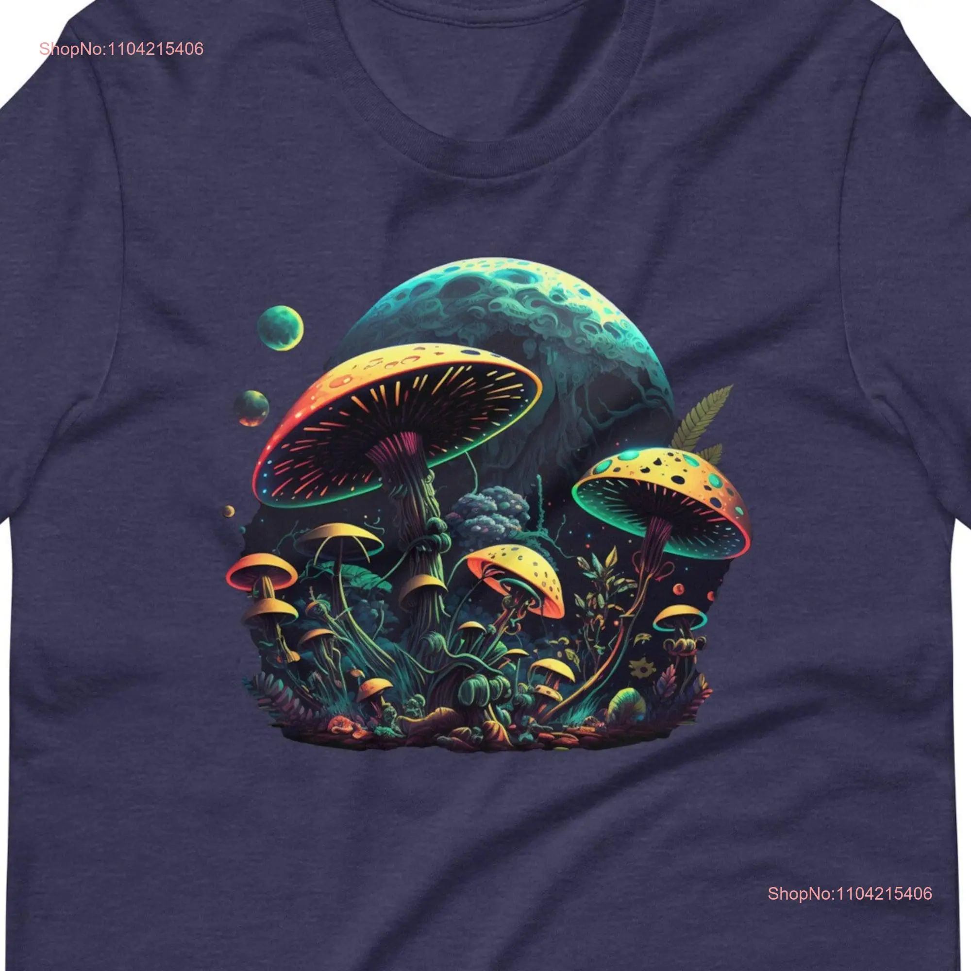 Psychedelic T Shirt Magic Mushroom Botanical Cottagecore Moon Space Fungus long or short sleeves