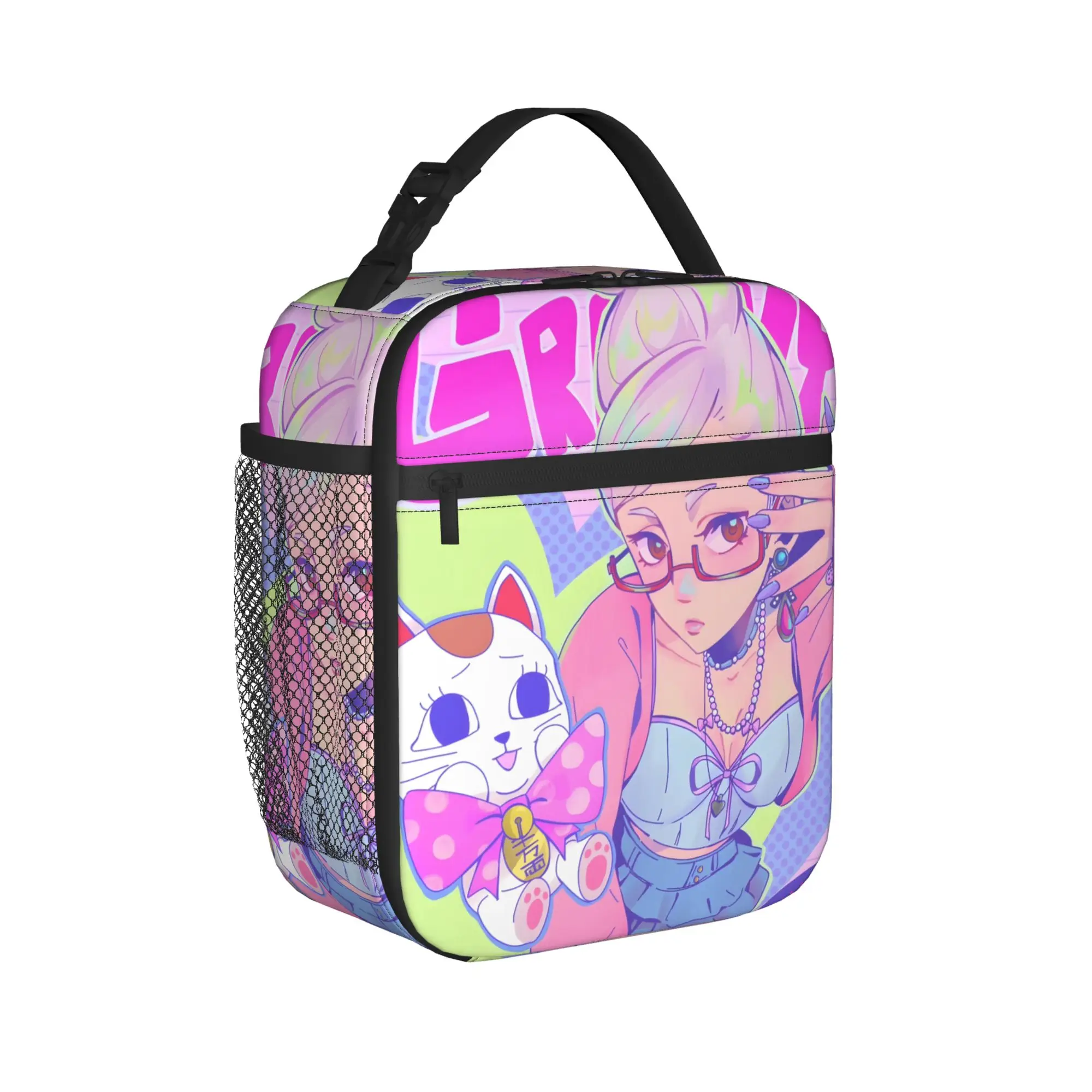 Dandadan Anime Thermal Insulated Lunch Bags for Work Turbo Granny Portable Bento Box Cooler Thermal Lunch Boxes