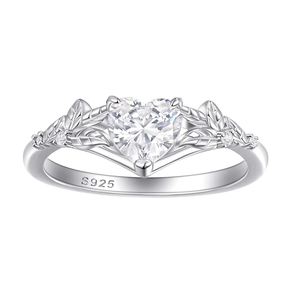 Apexelle Brand Luxury Jewelry 925 Sterling Silver Rings For Women Wedding Band Heart Shaped Zircon Ring FineJewelry