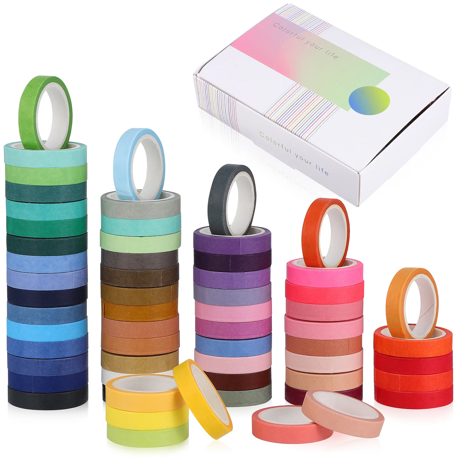 

60 Rolls Colored Washi Tape Adhesive Masking Tape for Scrapbooks Journaling DIY Craft Supplies