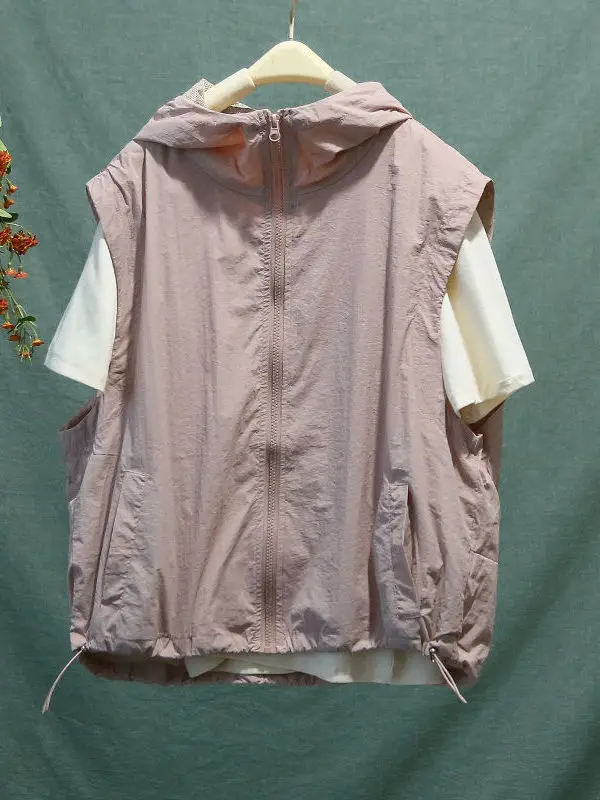 

Hooded Svel Vest Outdoor Jaet Casual Summer Clothes Youth Faion Loose Fit ort Sve Chinese Brand ex Jaet