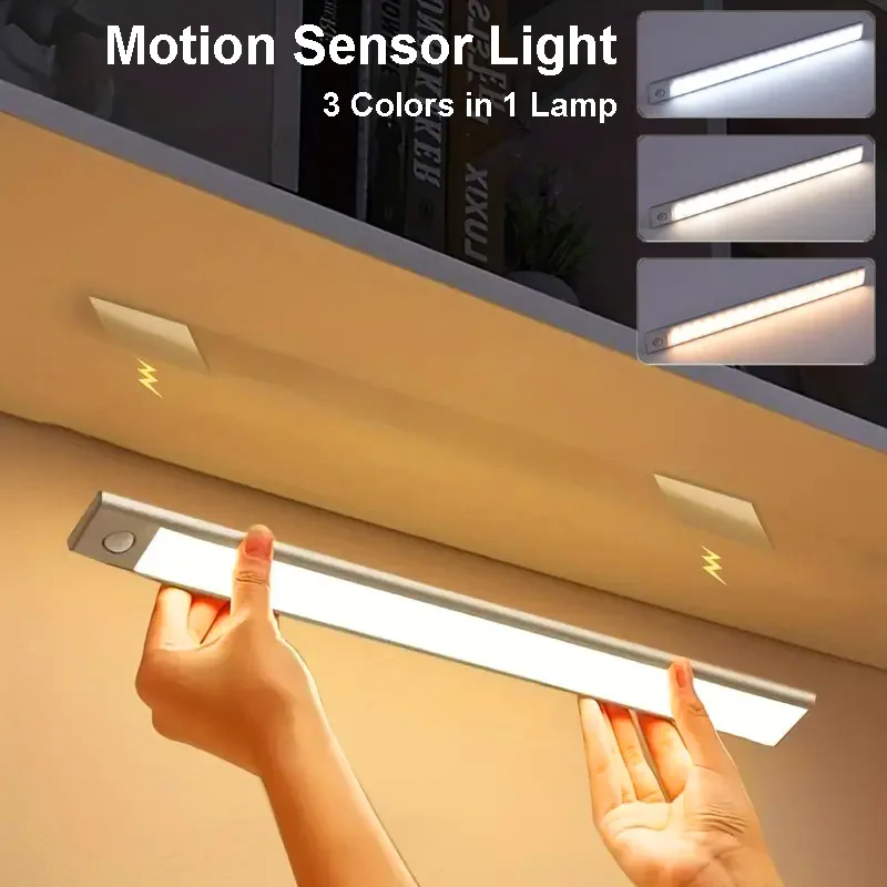 

1 шт. ультратонкий светильник для шкафа с датчиком движения, магнитный USB перезаряжаемый светодиодный ночник для гардероба, книжного шкафа, кухни