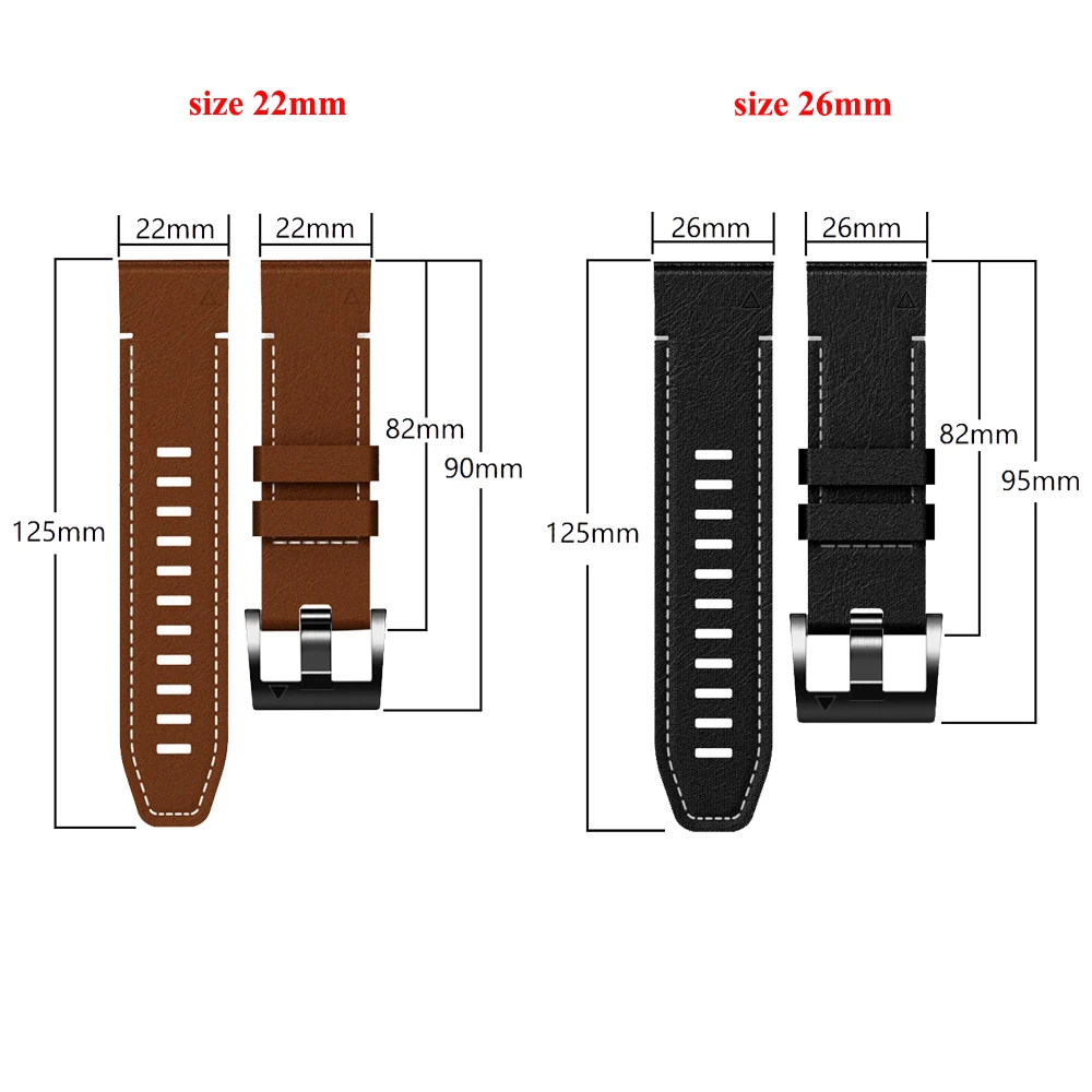 Quickfit 26mm/22mm Silicone+Leather Band For Garmin MARQ Athlete 2 Adventurer Golfer Captain Aviator Epix Gen 2 Strap Bracelet