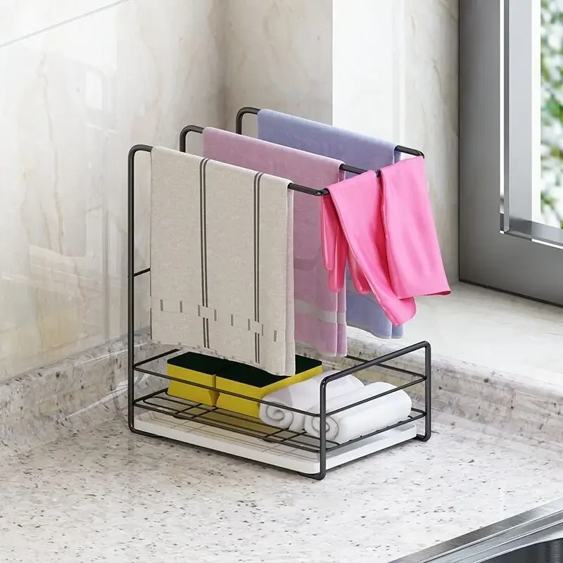 rag rack, kitchen drain rack, non-punching countertop, wall-mounted sponge towel, kitchen supplies storage rack