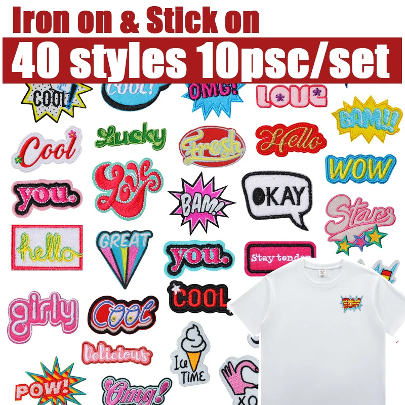 Нашивка для глажки с буквами и надписью, нашивки для вышивки, мультяшные принадлежности для рукоделия «сделай сам», Love Okay Pow Wow, девчачьи аппликации для одежды, футболки