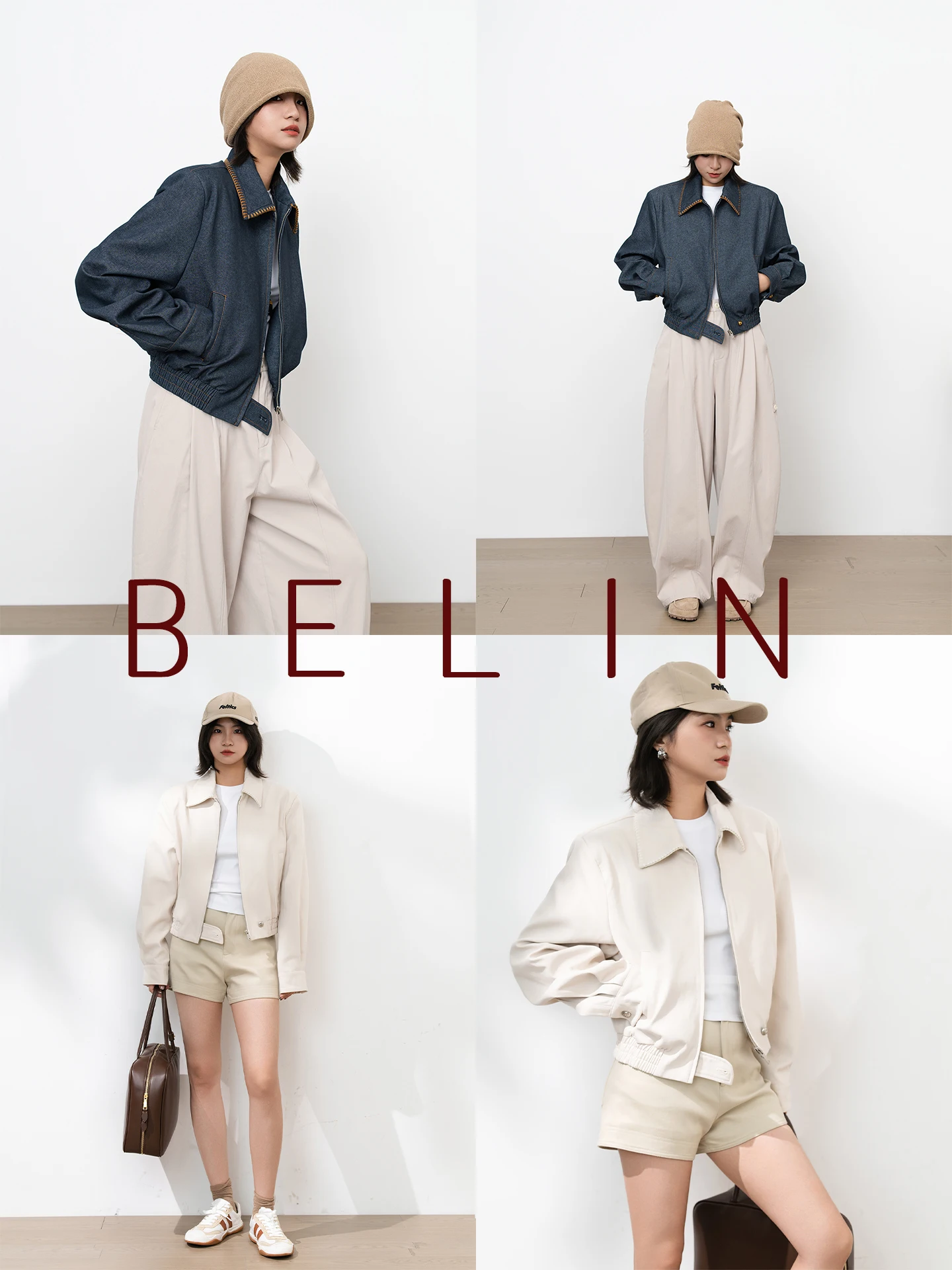 

Belin Retro Sli ort Jaet Women's Faion Balloon Outerwear Autumn New Loose Polyester Zipper Closure Thiened Ladies...