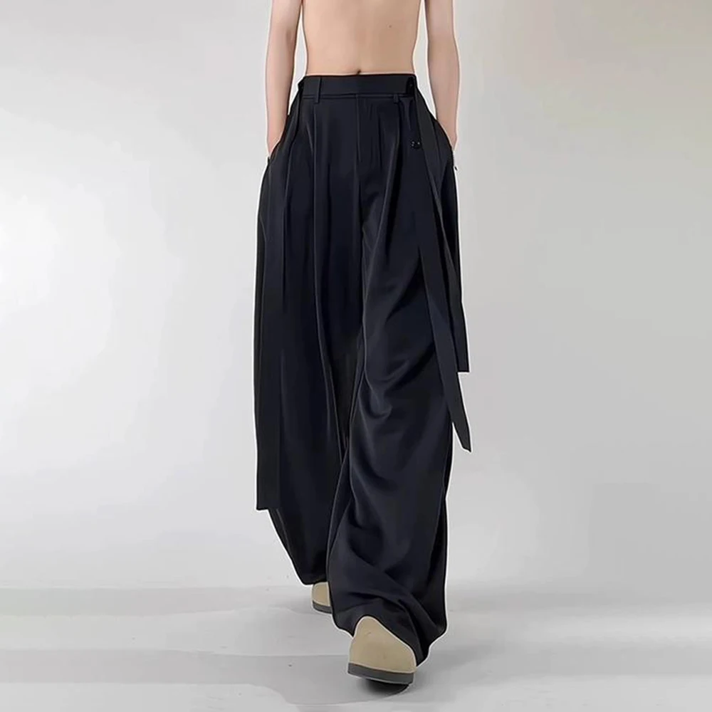 Summer New Men's Solid Color Straight Suit Trousers Korean Style Fashion Trend Leisure Loose Simple Breathable Men's Bottoms